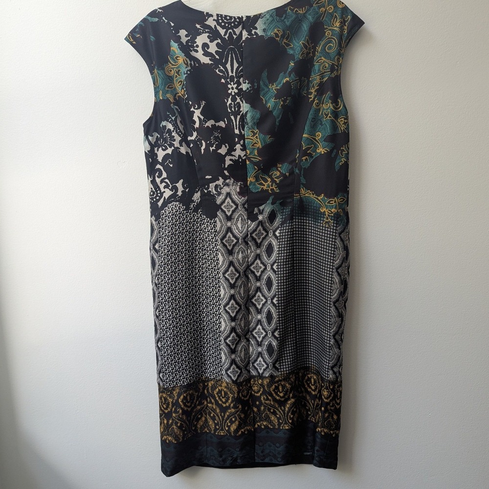 Gerry Weber Sheath Dress Multicolor Mixed Print Cap Sleeve Measures Sz 8